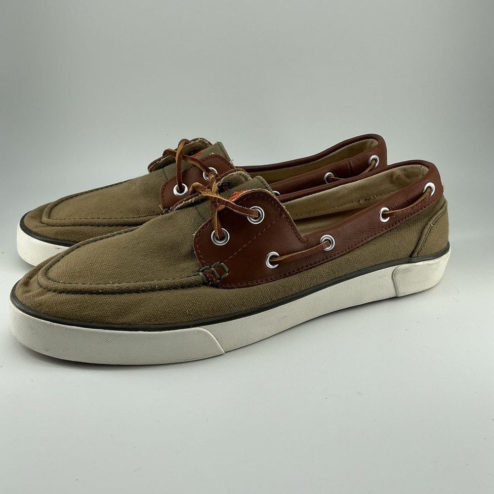Polo Ralph Lauren Men’s Rylander Canvas Leather Details Boat Shoe Sz 9.5